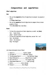 English worksheet: Adjectives - comparatives and superlatives 1/2