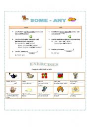 English Worksheet: SOME-ANY- 2 PAGES