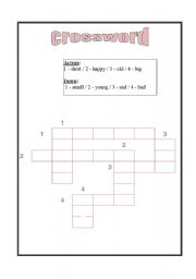English worksheet: Crossword about adjectives