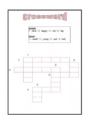 English Worksheet: Crossword about adjectives