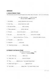 English Worksheet: Present Tense exercises