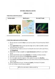 English worksheet: mysteries, odddities