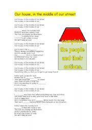English worksheet: our house in the middle of the street lyrics