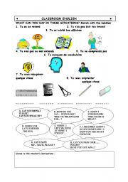 English worksheet: Classroom English