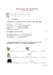 English worksheet: English File pre-intermediate files 4 - 6 test