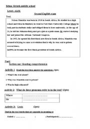 English Worksheet: test for middle school pupils