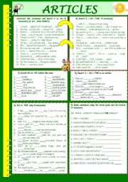 English Worksheet: ARTICLES  THE / A / AN