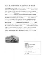 English worksheet: Christopher Columbus - gap filling - Past Tenses 