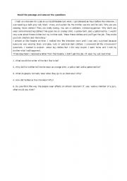 English worksheet: readng s.past