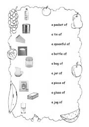 English Worksheet: Food containers