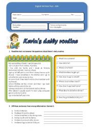 English Worksheet: Daily routine Test