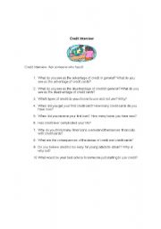 English worksheet: Important Lessons on credit