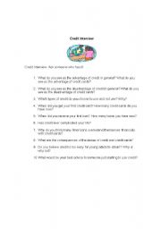 English Worksheet: Important Lessons on credit