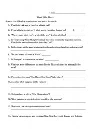 English Worksheet: West Side Story movie worksheet