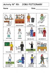 English Worksheet: No 93 JOBS PICTIONARY