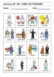 English Worksheet: No 94  JOBS PICTIONARY