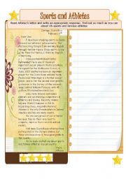 English Worksheet: Sports and Athletes