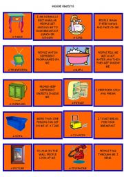 English Worksheet: CARD SET 4. HOUSE OBJECTS. DESCRIPTION AND USAGE.