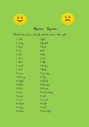 English Worksheet: Opposites