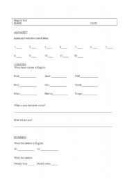 English Worksheet: English Test  for Primary students 