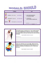 English Worksheet: MODALS: SHOULD(2 PAGES)