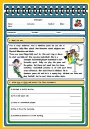 English Worksheet: TEST - TALKING ABOUT ABILITIES (4 PAGES)