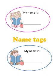 NAME TAGS - ESL worksheet by zoila06