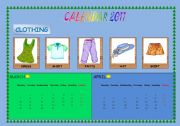 English worksheet: calendar 2011 clothing