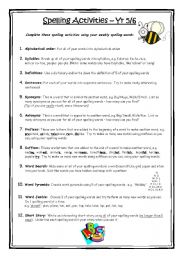 English Worksheet: Spelling activites