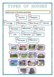 English Worksheet: Types of houses