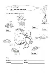 English worksheet: Introducing colours brown, black, grey,orange