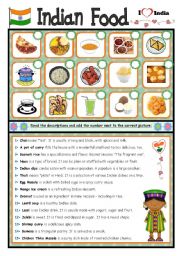 English Worksheet: Indian Food