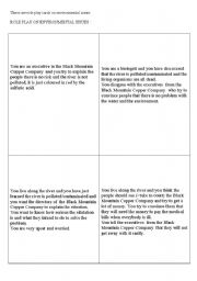 English Worksheet: ROLE PLAY ON ENVIRONMENTAL ISSUES 