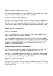 English Worksheet: Meaning of Christmas Multiple Choice Quiz