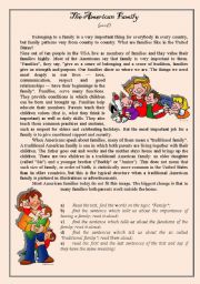 English Worksheet: the american family (part 1)