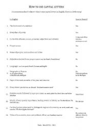 English Worksheet: How to use capital letters in English