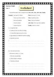 English Worksheet: Ordering ideas( writing)