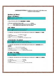 English Worksheet: LANGUAGE  PITFALLS