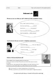 English worksheet: Hollywood calls - phrases you use on the phone