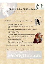 English worksheet: story teller - 3 raven