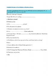 English worksheet: making a medical appointment 