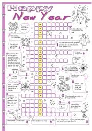 English Worksheet: New Year crossword