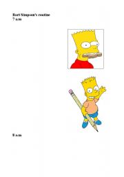 English worksheet: Bart Simpsons routine (Part 1)