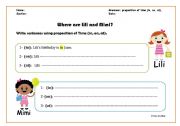 English worksheet: preposition of time (in, on, at)