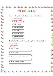 English Worksheet: Verb To Be