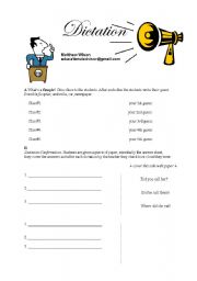 English Worksheet: Dictation