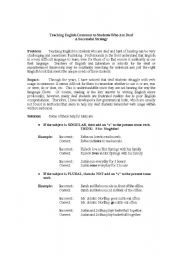 English Worksheet: deaf students common grammatical errors