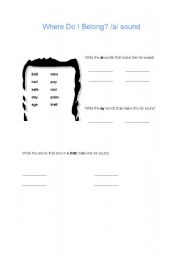 English Worksheet: Long vowel sound a