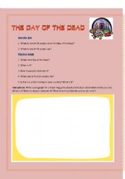 English worksheet: The day of the dead, Mexico