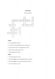 English worksheet: Family crossword